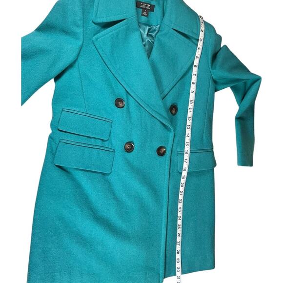 Halogen x Atlantic-Pacific Aqua Wool Blend Coat Size S | Double Breasted Chic - Picture 10 of 12